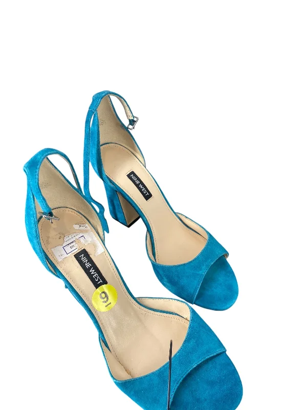 Extra long version Shoes Heels Block By Nine West In Teal, Size: 9