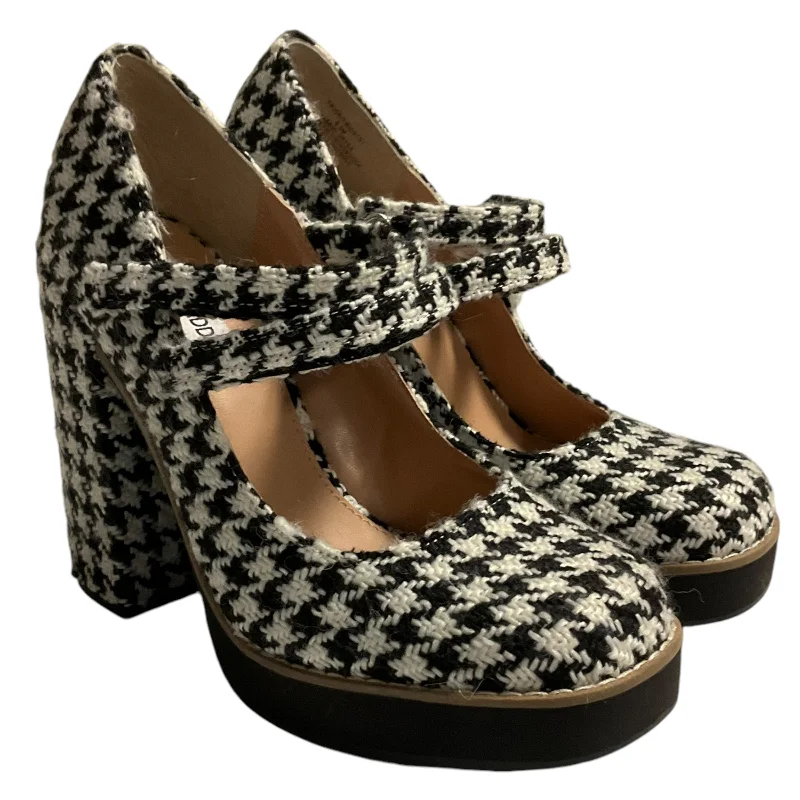 Skirt style Shoes Heels Block By Steve Madden In Black & White, Size: 6.5