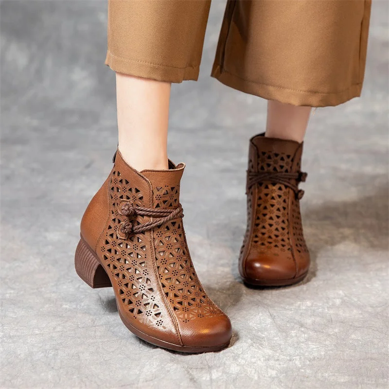 Designer Style Womens Retro Comfortable Hollow Out Zipper Summer Sandals Boots