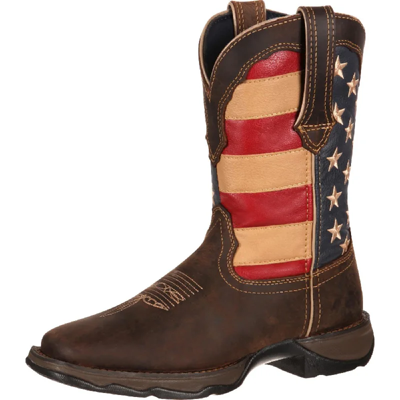Printed pattern Women's Durango Lady Rebel USA Flag Boot (Brown)