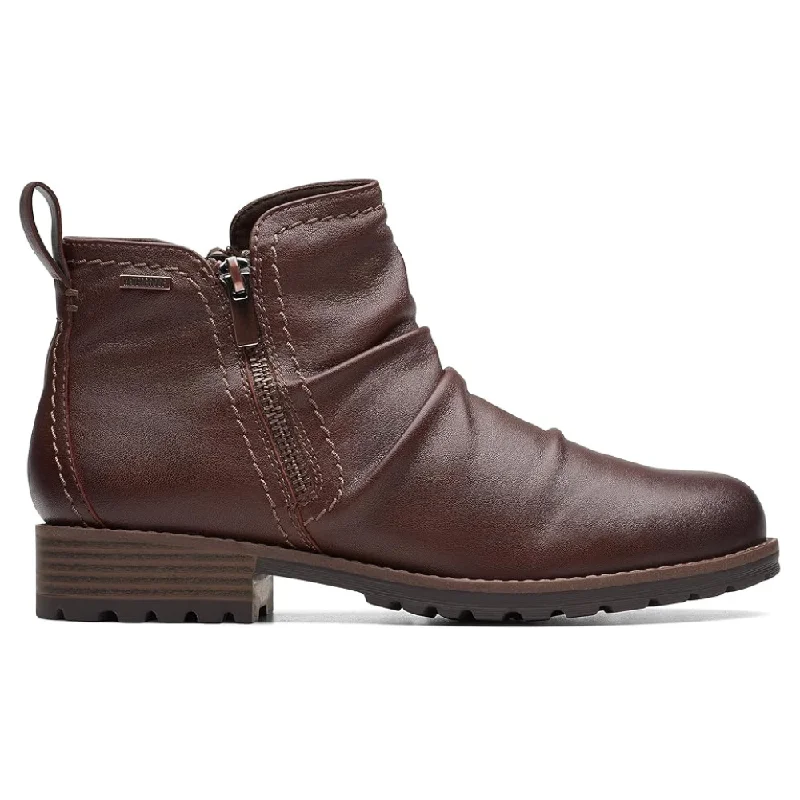 Street Show-off Style Clarks Aspra Walk Waterproof British Tan Leather Boot (Women's)