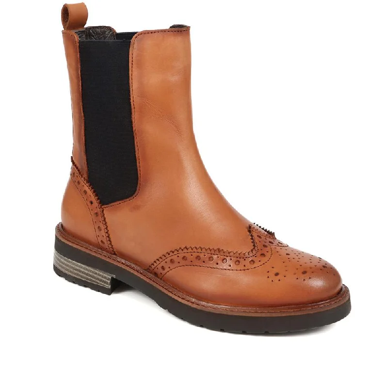 Design sense Melrose Brogue Detail Leather Chelsea Boots - MELROSE / 324 322