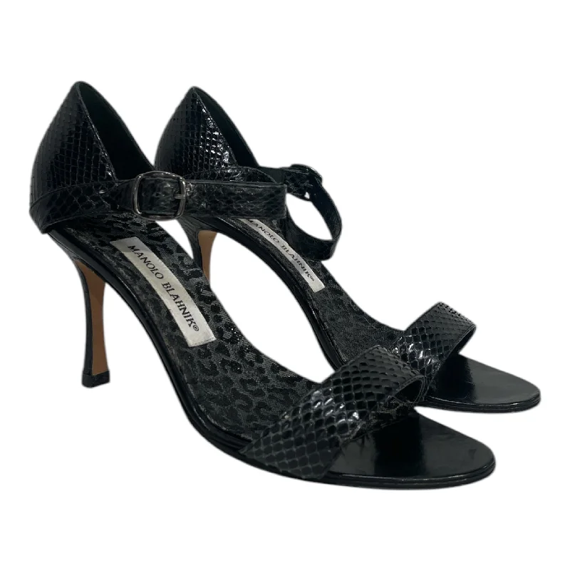 Leisure Travel MANOLO BLAHNIK/Heels/EU 37.5/Animal Pattern/Leather/BLK/