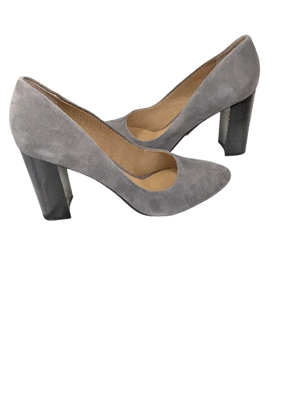 Knitted Design Shoes Heels Block By Franco Sarto In Grey, Size: 8.5
