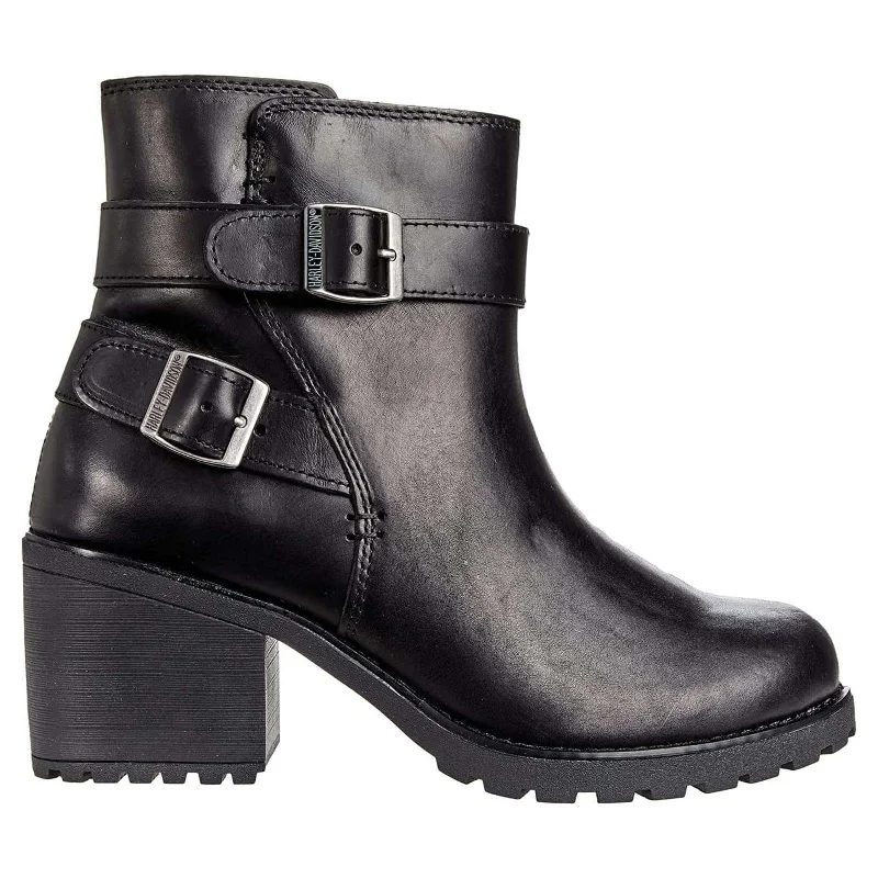 Bottom And Versatile Lalanne Double Strap Full Grain Leather Women's Block Heel Ankle Boots