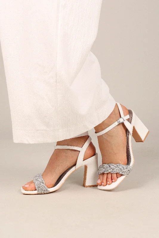 Beautiful Romance Allure Rhinestone Block Heel - White