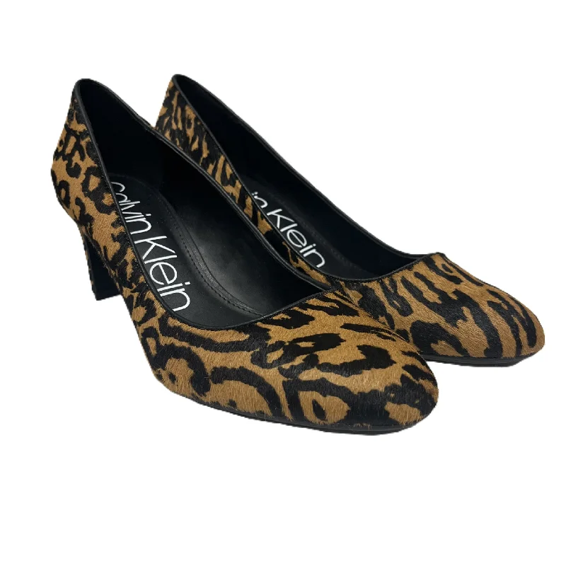 Street Style Suit Shoes Heels Block By Calvin Klein In Black & Brown, Size: 10