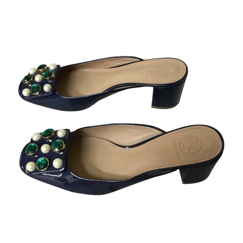 Personalized print Shoes Heels Block By Tory Burch In Blue & Green, Size: 6.5