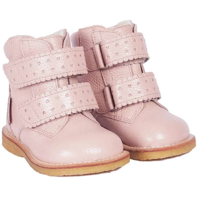 Floral Prints Angulus Rosebud Tex-Boot With Hearts and Velcro Closure