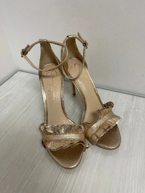 Classic Retro Shoes Heels Stiletto By Jessica Simpson In Gold, Size: 10