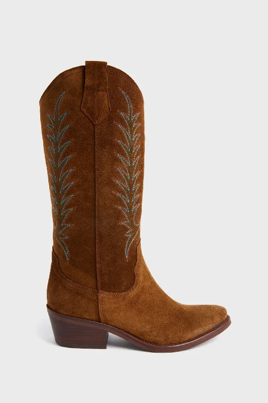 Printing decoration Peat Goldie Embroidered Suede Cowboy Boots