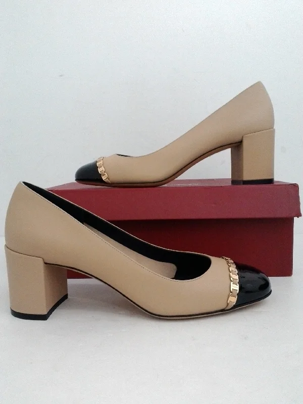 Sports Express Salvatore Ferragamo Women's Avella Nude/Black Patent Size 9 B