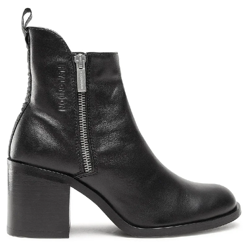 Windbreaker fashion Ader912Fly Leather Zip Up Women's Block Heel Boots