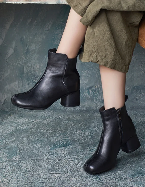 Sports suit style Autumn Winter Handmade Retro Elegant Chunky Heels Boots