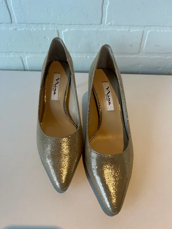 Elegant And Lazy Shoes Heels Stiletto By Nina In Gold, Size: 7.5