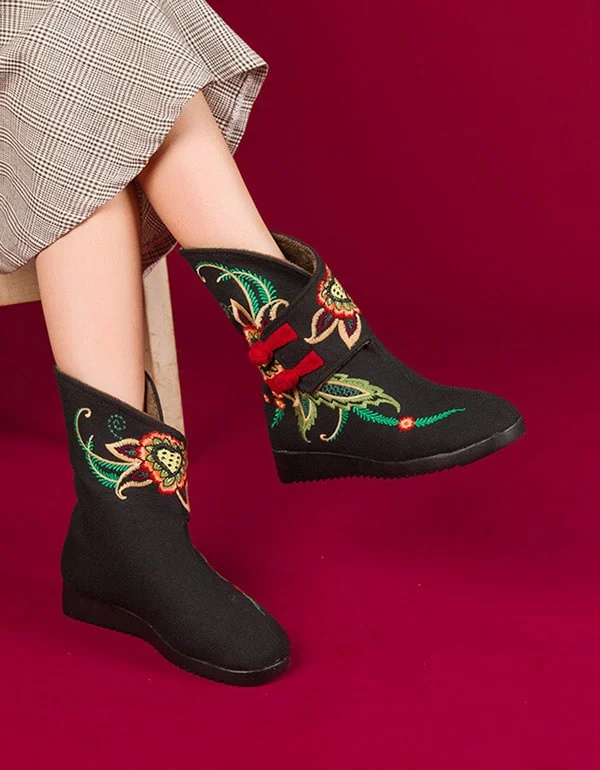 Design Perception Winter Plush Women's Embroidery Boots Ethnic Style