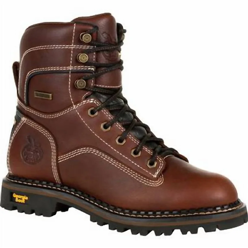 Noble Temperament Women's Amp Lt Logger Women's Waterproof Low Heel Logger Boot - Medium Width In Brown