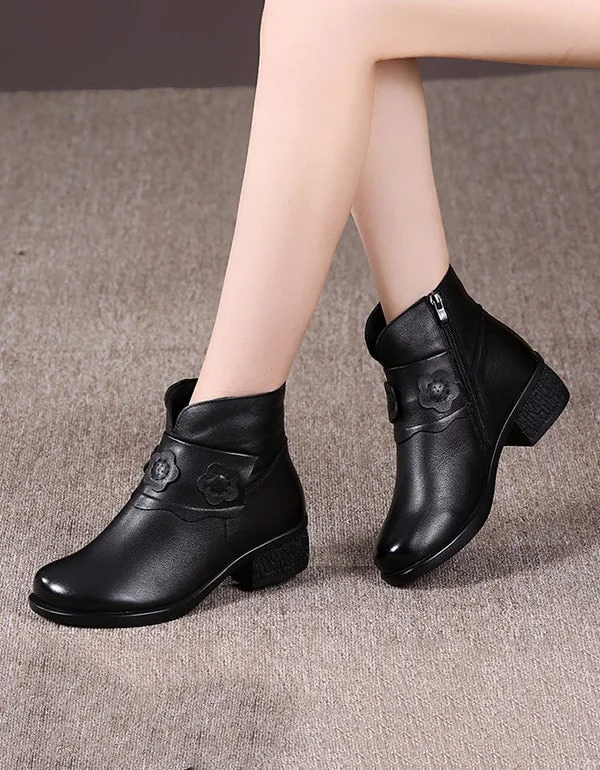 Moisture wicking Autumn Handmade Retro Flower Chunky Boots