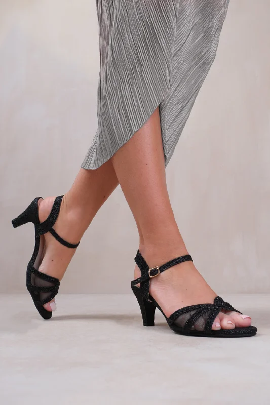 Simple research JILLIAN DIAMANTE MESH STRAPPY HEEL IN BLACK GLITTER