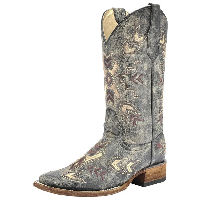 Energetic Women's Circle G Distressed Arrowhead Western Boots (Lt Black)