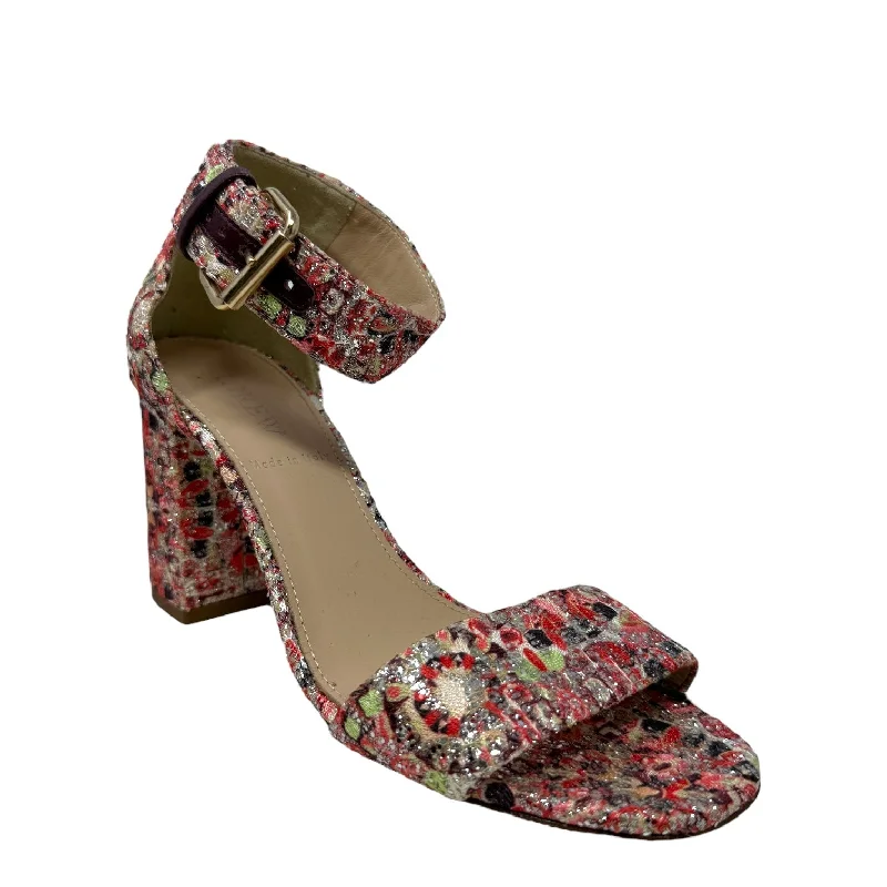 Elegant Style Glitter Mosaic Block Heel Ankle Strap Sandals By J. Crew In Multi-colored, Size: 5.5