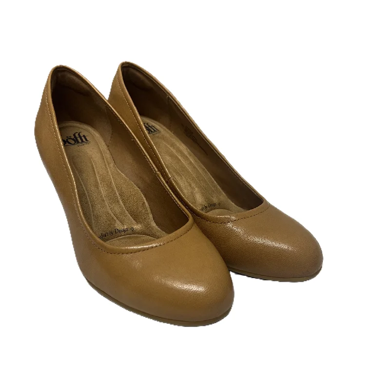 Street Fashion Shoes Heels Block By Sofft In Tan, Size: 8