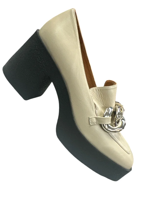 Short skirt design Shoes Heels Block By Cmb In Cream, Size: 8.5