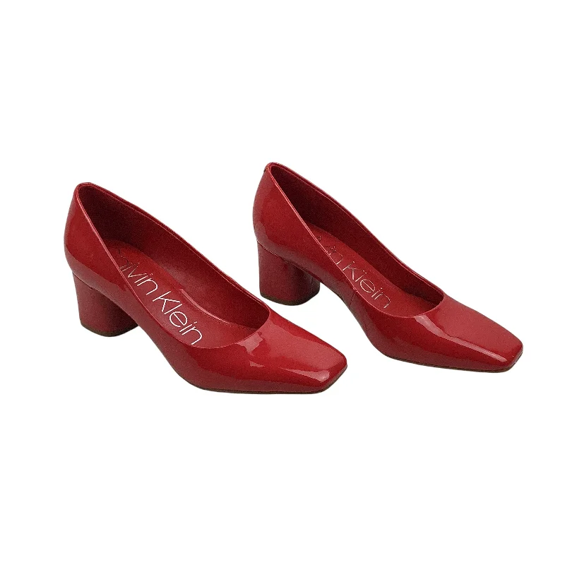 Customized Version Shoes Heels Block By Calvin Klein In Red, Size: 7