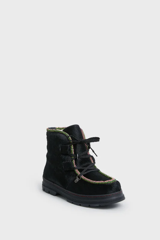 Sports fitness shoes Black Shearling Lined Incredible Pony Boots