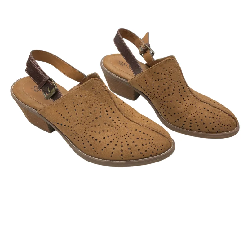 Single-shoulder Neck Design Shoes Heels Block By Sofft In Brown, Size: 8.5