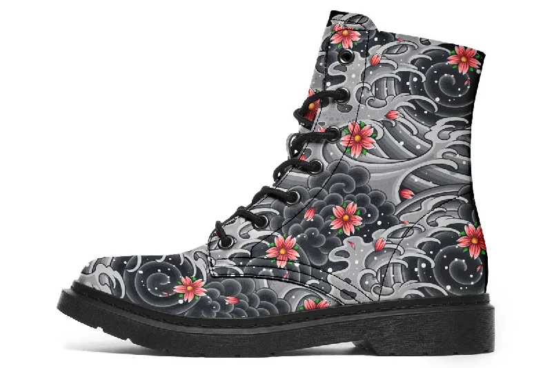 Moisture wicking Japanese Style Red Flowers