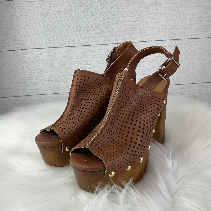 Sports Jacket Shoes Heels Block By Qupid In Brown, Size: 8