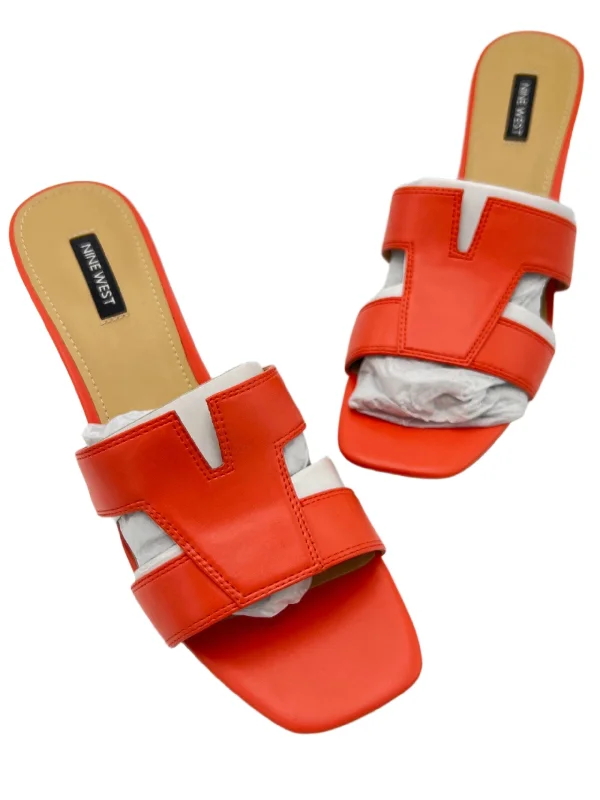 Mid-length Style Shoes Heels Block By Nine West In Orange, Size: 12
