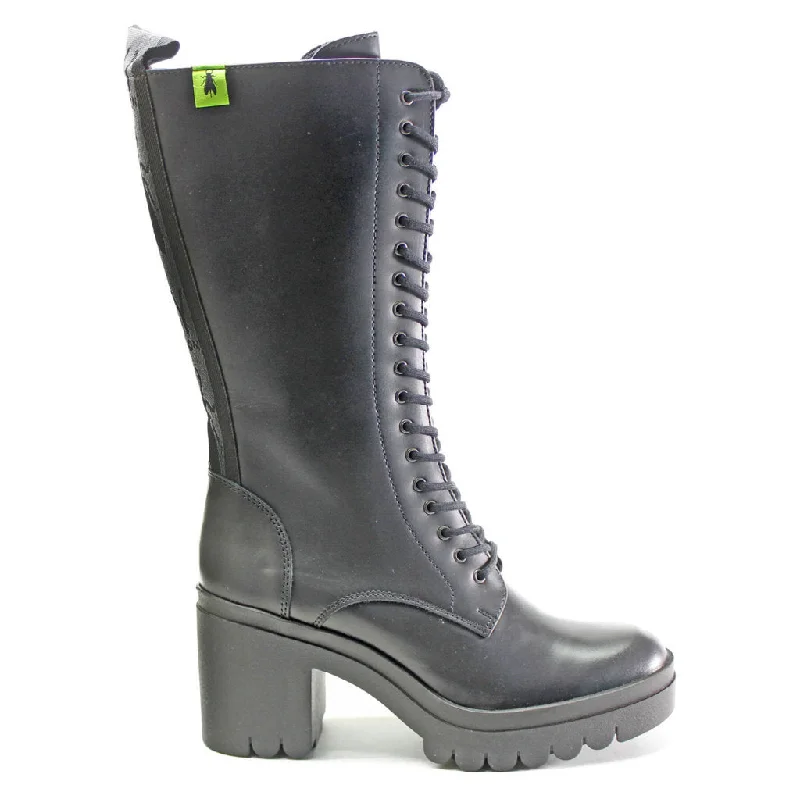 Comfortable And Simple Taly884Fly Leather Women's Block Heel Zip Up Mid Calf Boots