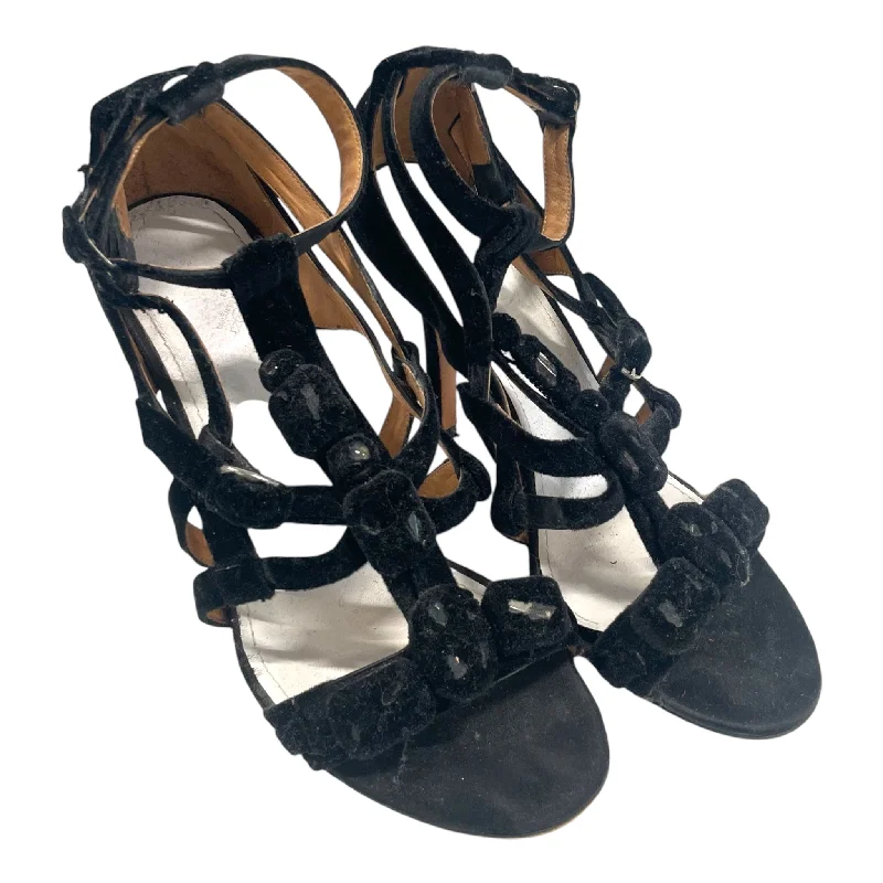 Fashionable and casual Maison Martin Margiela/Heels/EU 37/Velour/BLK/OPEN TOE/GEM/TAN/CALFSKIN