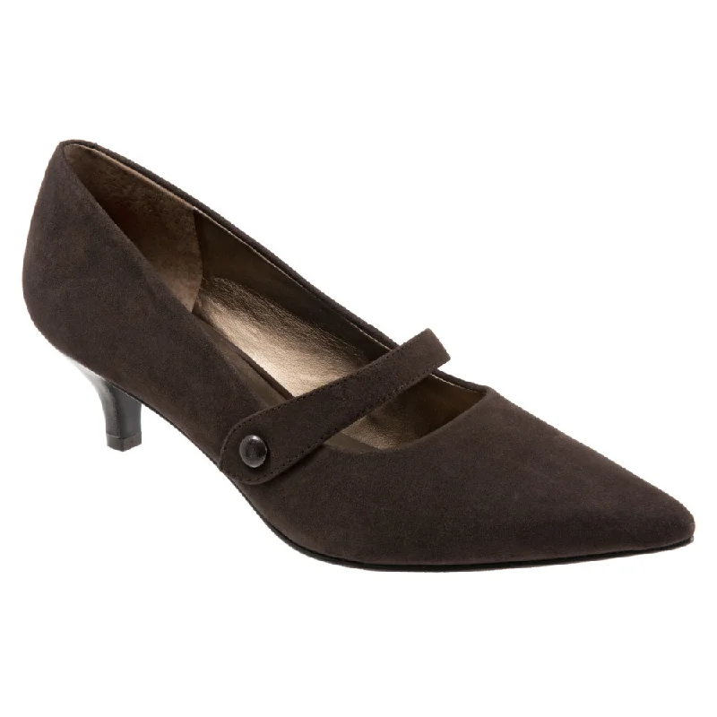 Celebrity Style Trotters Petra Dark Brown Suede Heel (Women's)