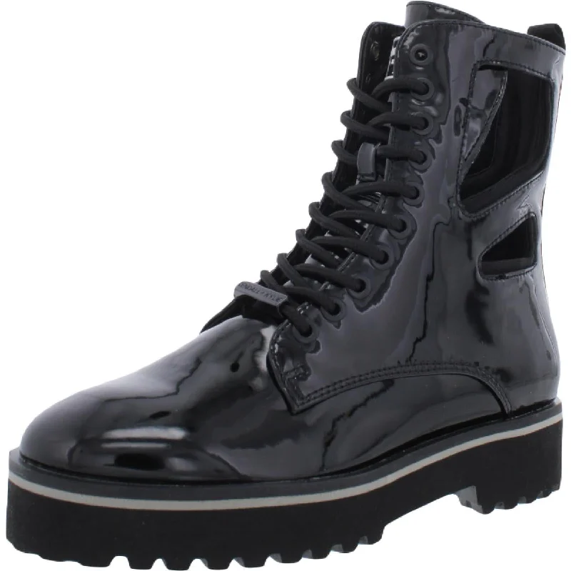 Cool Summer Kendall + Kylie Langmore Women's Patent Lace-Up Round Toe Combat Boot