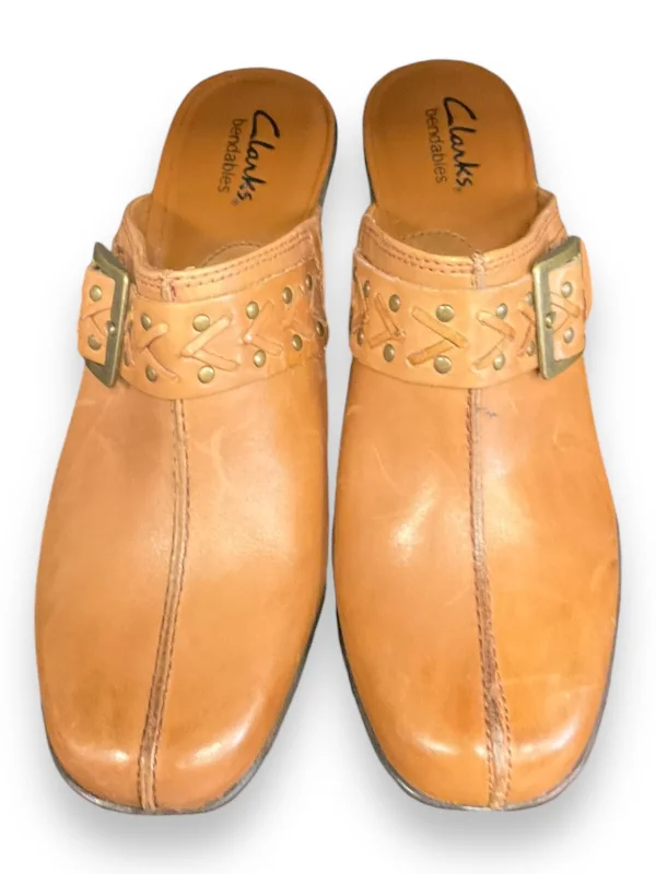 High-end Fabrics Shoes Heels Block By Clarks In Tan, Size: 8.5