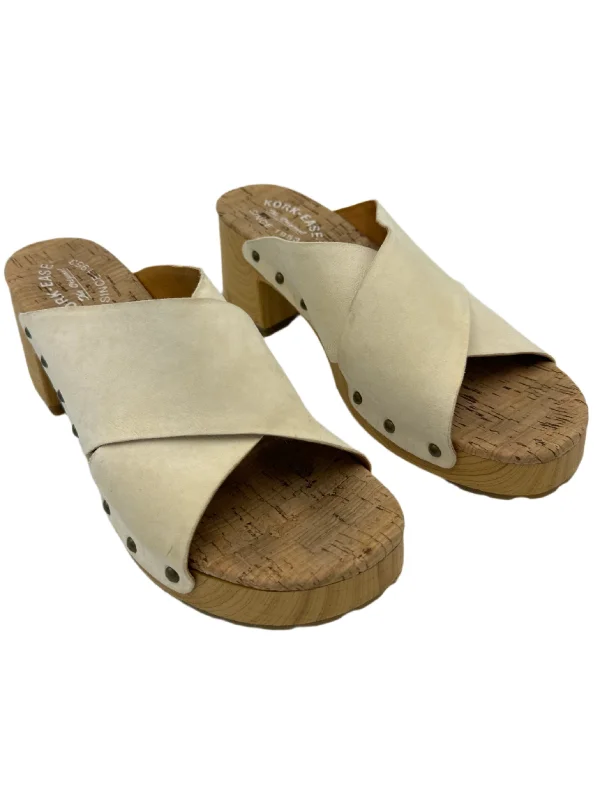 Playful Style Shoes Heels Block By Kork Ease In Tan, Size: 10