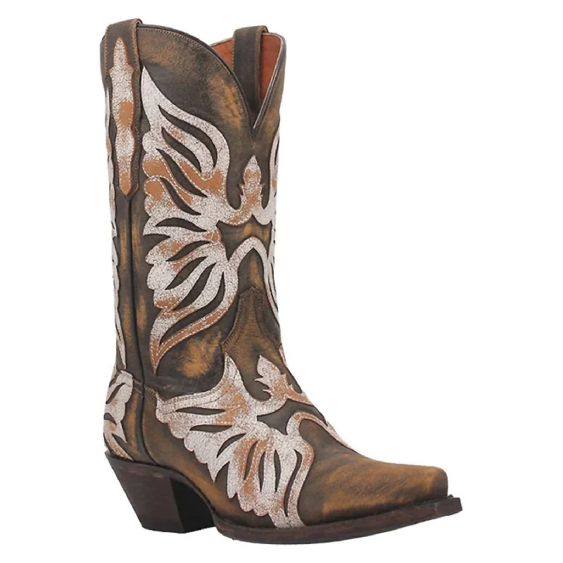 Elegant Tailoring Women's Leather Western Cowboy Boots In Brown