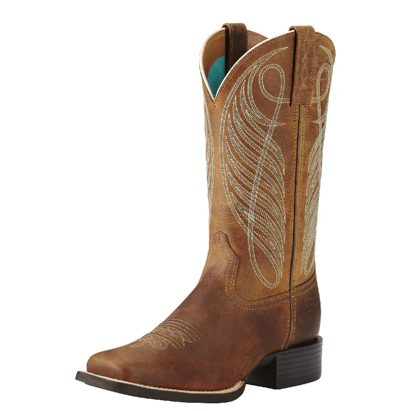 Diamond Series Women's Ariat Round Up Wide Square Toe (Powder Brown)