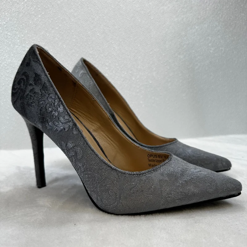 Elegant Tailoring Shoes Heels Stiletto By Cmf In Grey, Size: 8.5