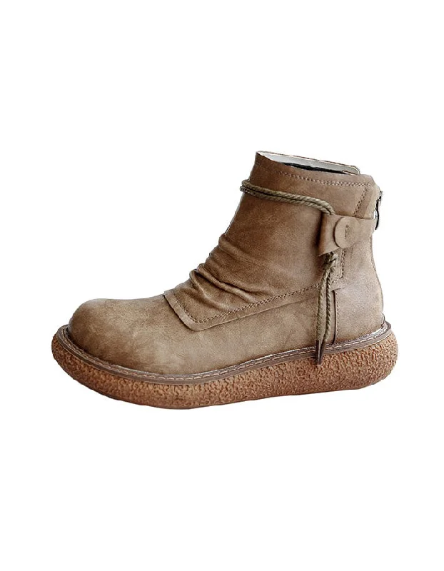 Comfortable down Retro Round Head Women's Platform Boots