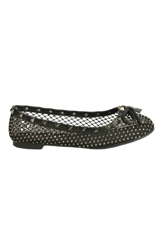 Amazing design BLACK STUD DETAIL MESH SLIP ON SHOES