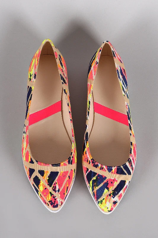 Wandering freely Neon Abstract Paint Print Slip On Loafer Flat