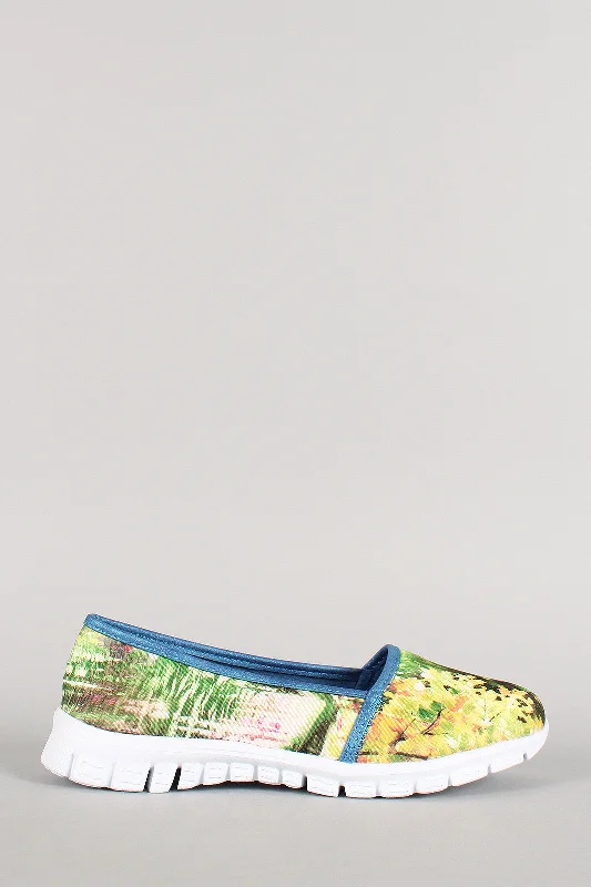 Fun and cute Misbehave Watercolor Painting Round Toe Loafer Flat
