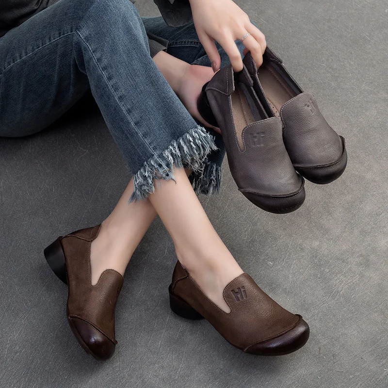 Multi-functional style Women Retro Soft Leather Minimalist Casual Shoes