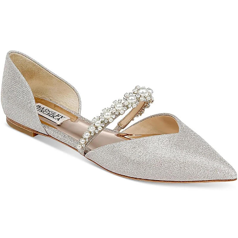 Unique prints Badgley Mischka Womens NATALIA Embellished Shimmer Flat Shoes