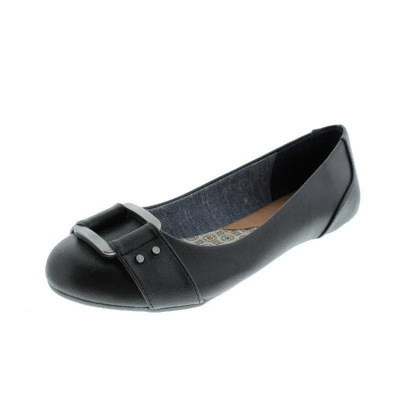 High-quality Fabrics Dr. Scholl's Shoes Womens Frankie Faux Leather Belted Ballet Flats