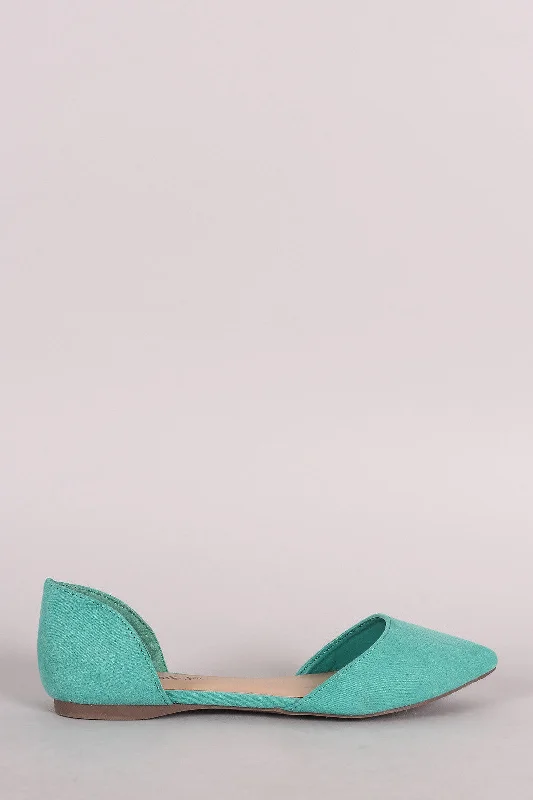 Free and comfortable Breckelle Suede Pointy Toe Slip On Dorsay Flat
